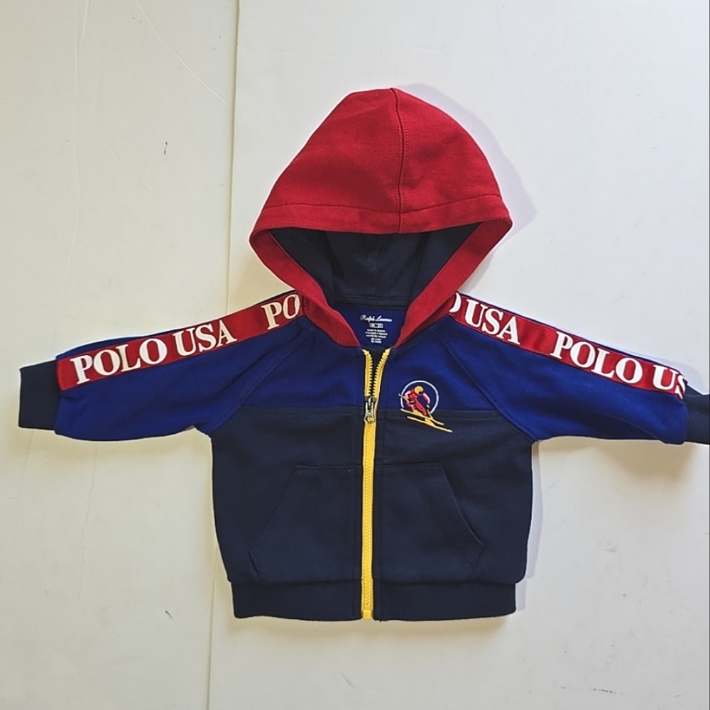 Ralph Lauren Boys Team Polo USA Full Zip Embroidered Jacket